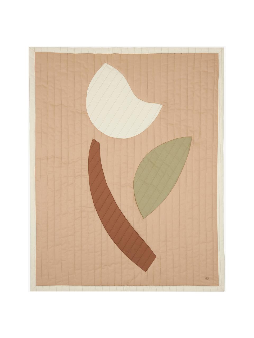 Bavlněný pléd Quilt, Broskvová, motiv tulipánů, Š 73 cm, D 95 cm