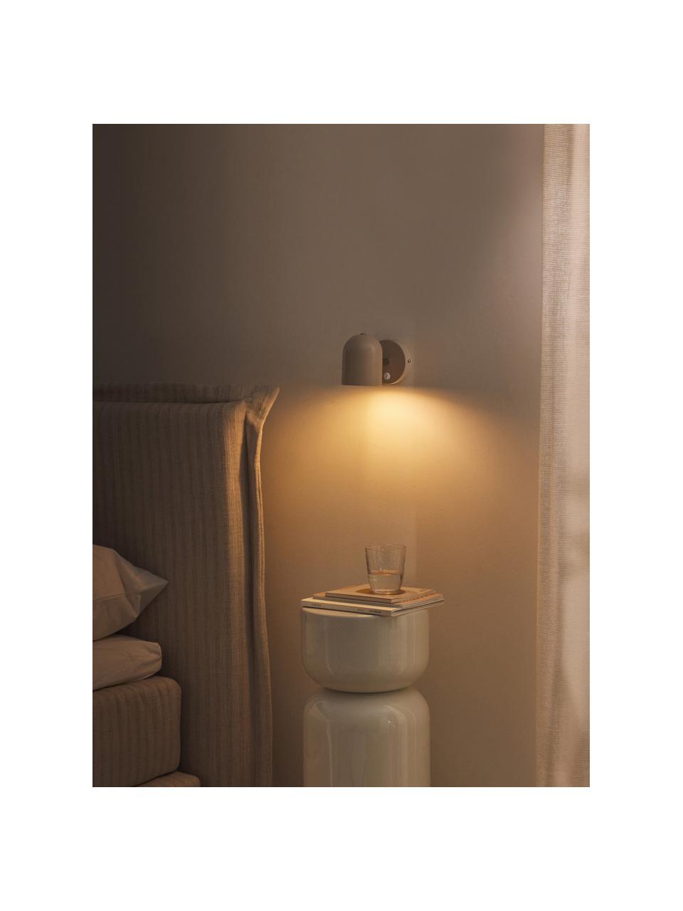 Verstelbare wandlamp Almo, Lampenkap: gepoedercoat metaal, Lichtbeige, Ø 10 x H 17 cm