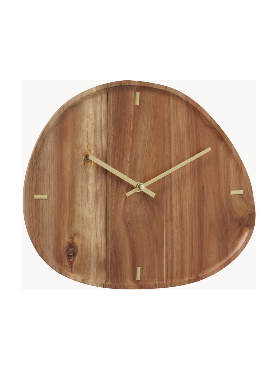 Reloj de pared con forma orgánica Marron, Madera de acacia, Madera clara, An 35 x Al 30 cm