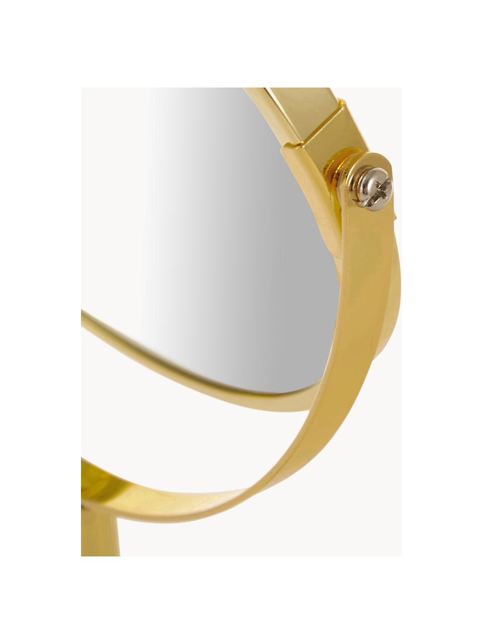 Runder Kosmetikspiegel Classic mit Vergrösserung und Metallsockel, Rahmen: Metall, beschichtet, Spiegelfläche: Spiegelglas, Goldfarben, Ø 20 x H 35 cm