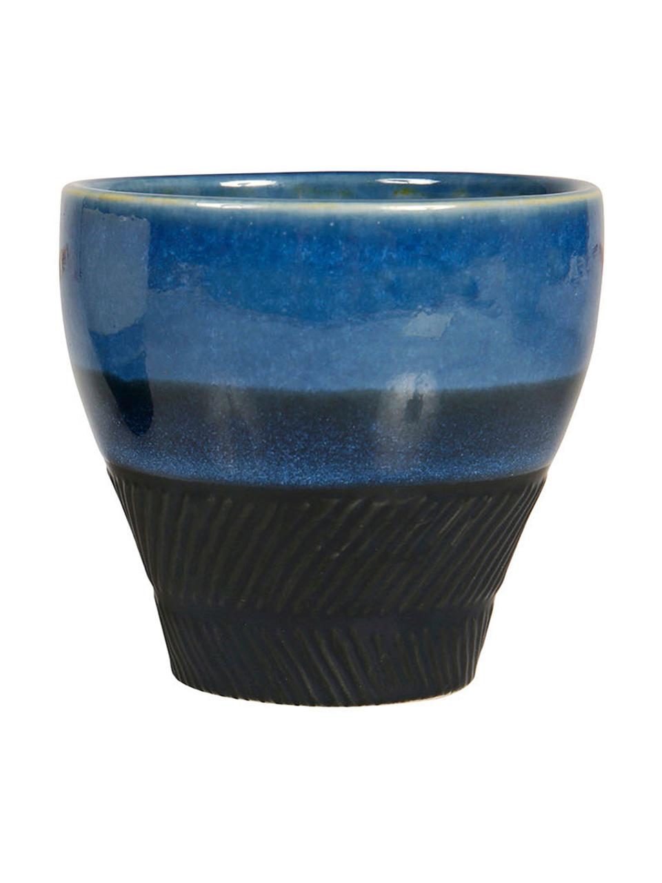 XS Becher Ekume mit Farbverlauf, 4er-Set, Steingut, Blau, Weiß, Schwarz, Ø 8 x H 8 cm