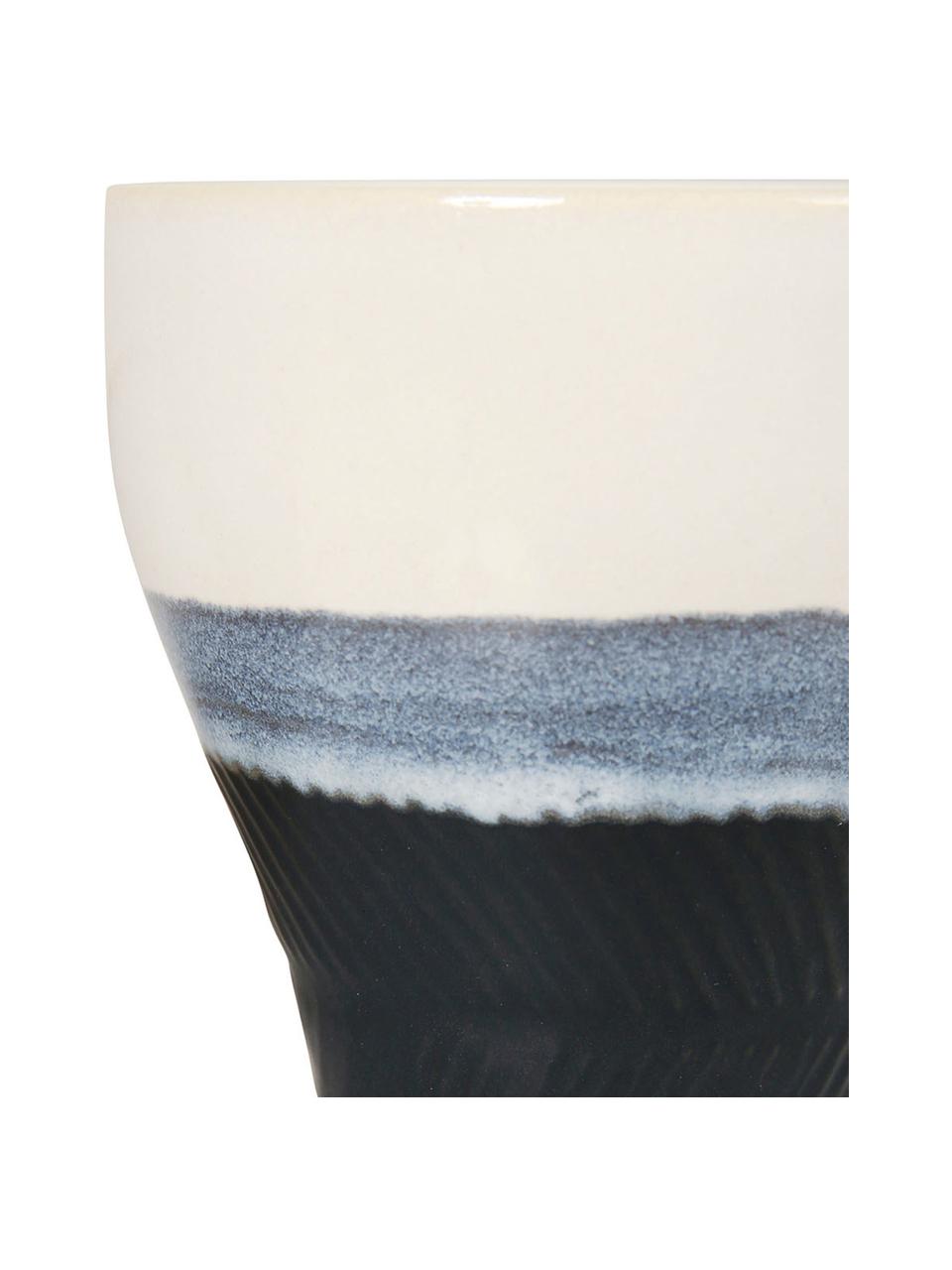 Komplet dużych filiżanek do espresso Ekume, 4 elem., Kamionka, Niebieski, biały, czarny, Ø 8 x W 8 cm