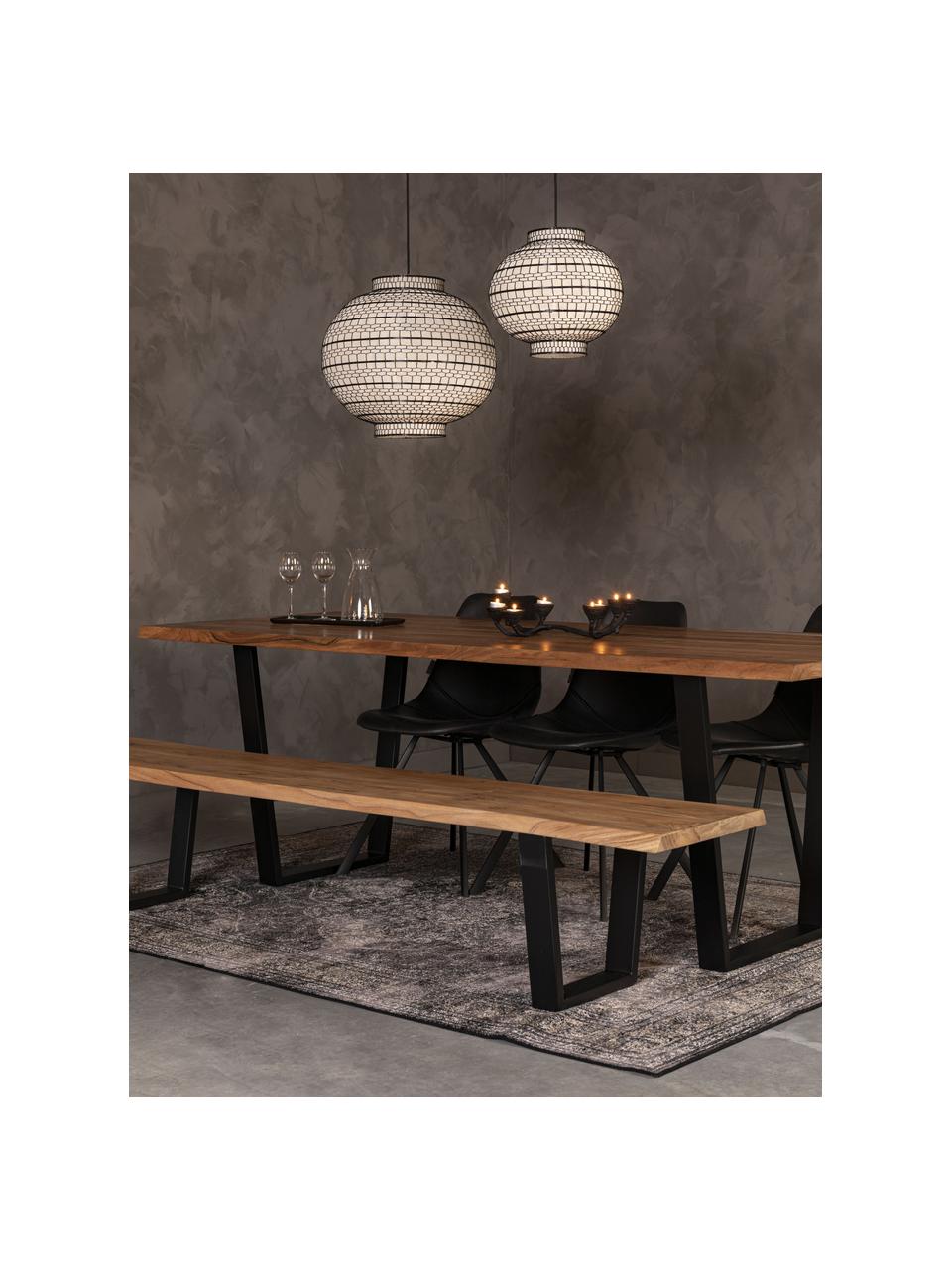 Sitzbank Aka aus Akazienholz, verschiedene Größen, Sitzfläche: Massives Akazienholz, Gestell: Metall, pulverbeschichtet, Akazienholz, Schwarz, B 180 x T 45 cm