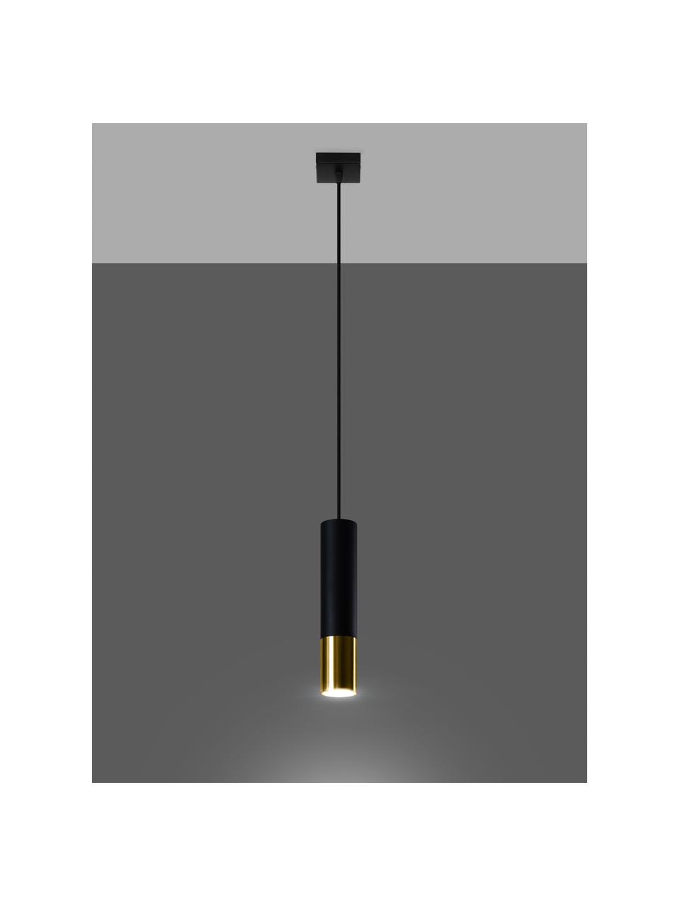 Malá závesná lampa Longbot, Čierna, odtiene zlatej