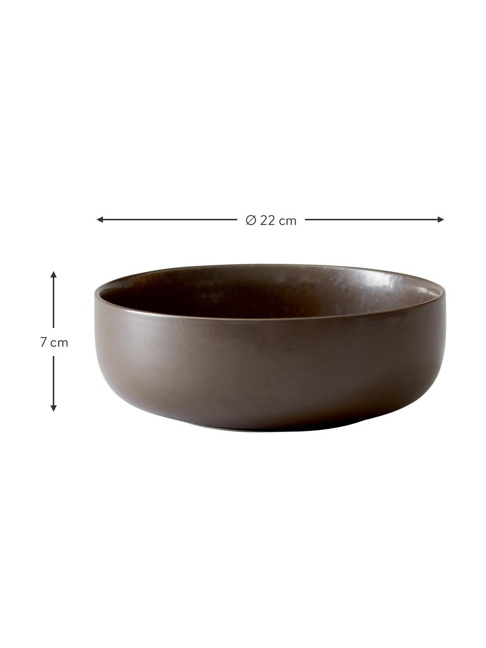 Ręcznie wykonana miska New Norm, Porcelana, Ciemny brązowy, Ø 22 x W 7 cm