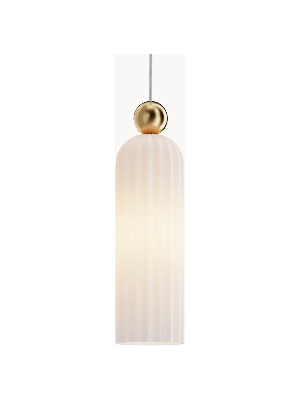 Lampada a sospensione piccola Antic, Paralume: vetro, Bianco latte, dorato, Ø 10 x Alt. 38 cm