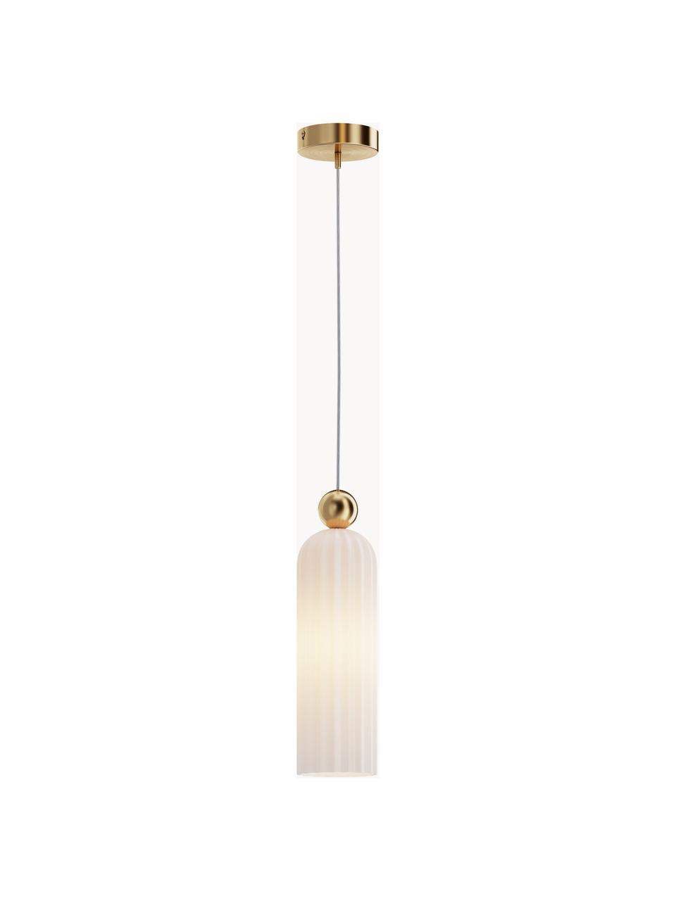 Kleine hanglamp Antic, Lampenkap: glas, Gebroken wit, goudkleurig, Ø 10 x H 38 cm