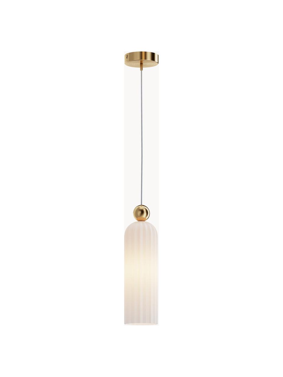 Lampada a sospensione piccola Antic, Paralume: vetro, Bianco latte, dorato, Ø 10 x Alt. 38 cm