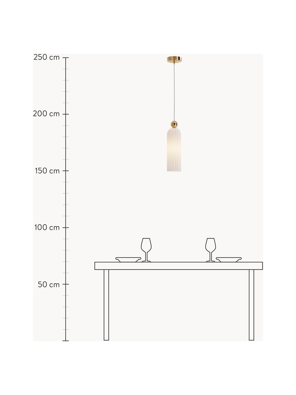 Lampada a sospensione piccola Antic, Paralume: vetro, Bianco latte, dorato, Ø 10 x Alt. 38 cm