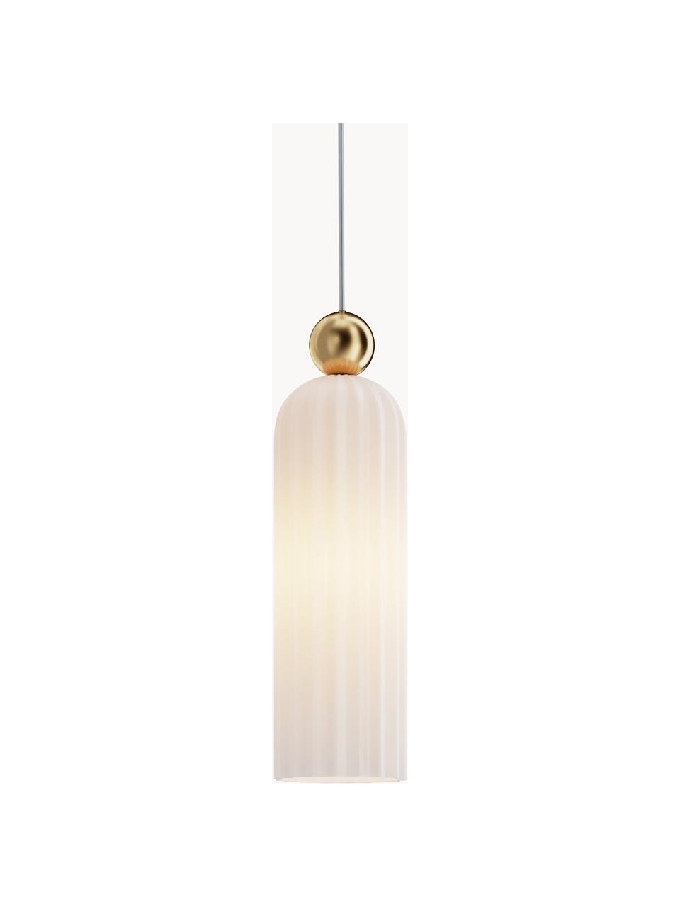 Lámpara de techo pequeña Antic, Pantalla: vidrio, Cable: plástico, Blanco Off White, dorado, Ø 10 x Al 38 cm