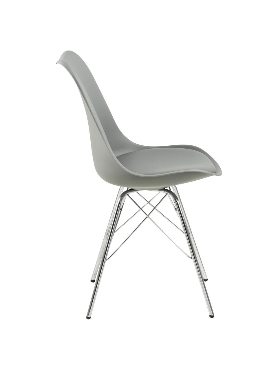 Chaise en plastique Eris, 2 pièces, Gris, pieds chrome