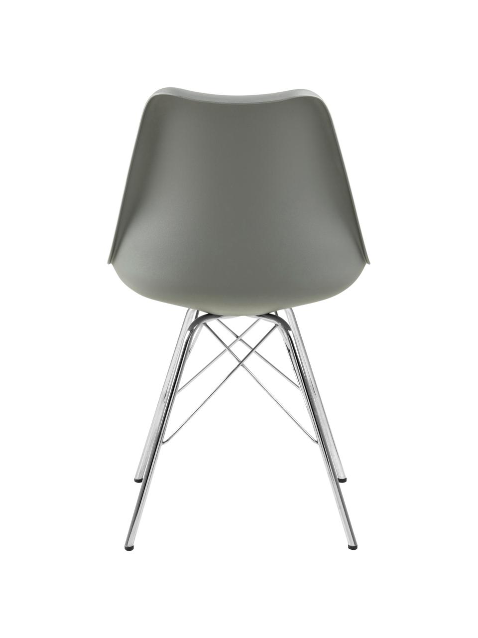 Sedia in materiale sintetico Eris 2 pz, Seduta: similpelle, Gambe: metallo cromato, Grigio, gambe cromo, Larg. 49 x Prof. 54 cm