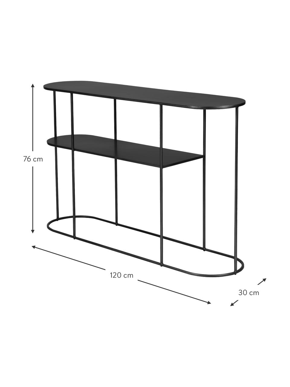 Metall-Konsole Grayson, Metall, beschichtet, Schwarz, B 120 x H 76 cm