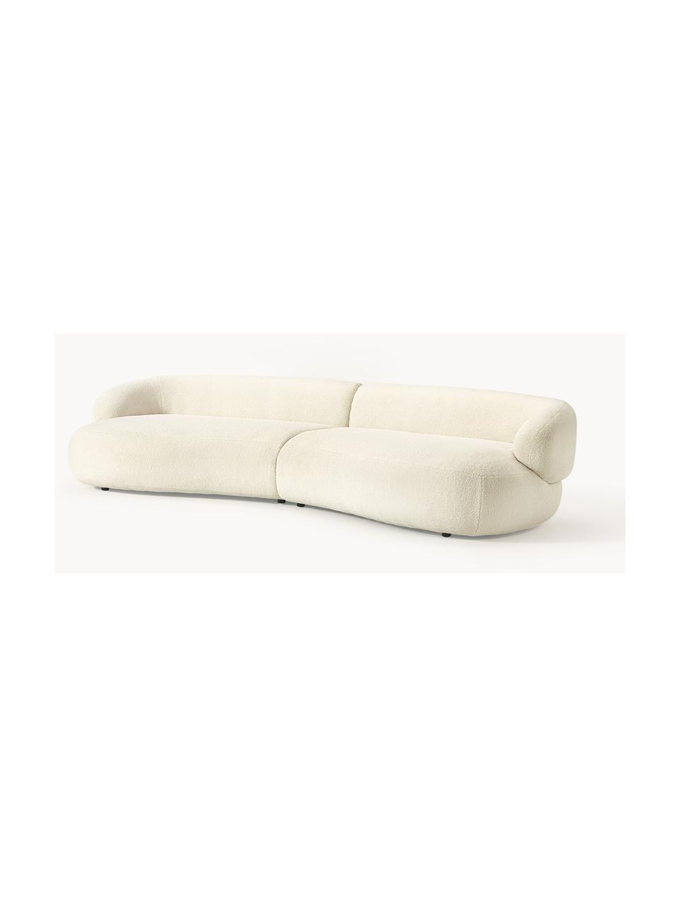 Sofa Alba (4-Sitzer) aus Teddyfell, Bezug: Teddy (100 % Polyester) D, Gestell: Massives Fichtenholz, Bir, Teddy Off White, B 326 x T 112 cm