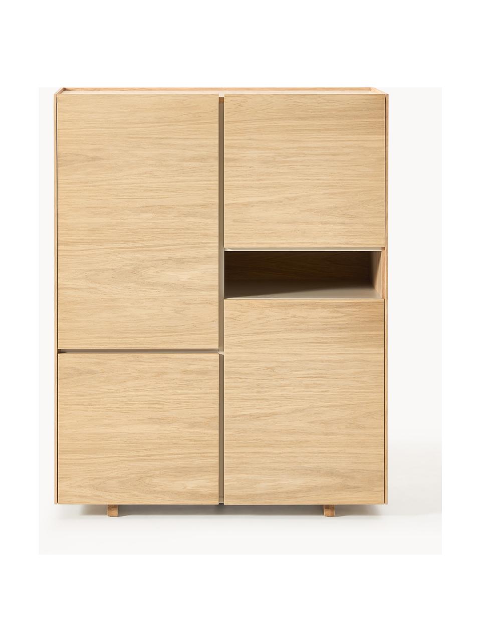 Holz-Highboard Larsen, Korpus: Spanplatte mit Eichenholz, Eichenholz, lackiert, B 101 x H 129 cm