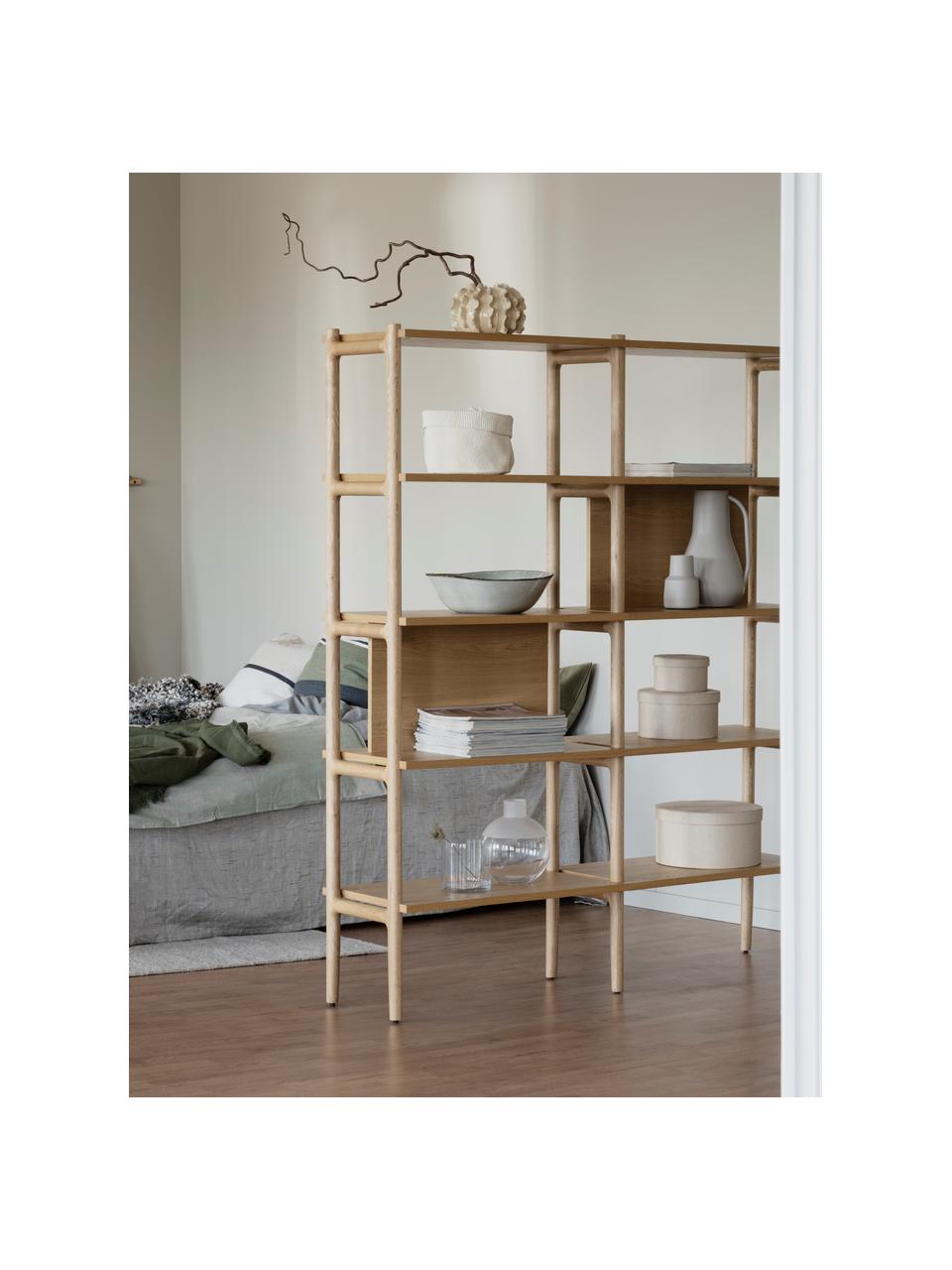 Estantería de madera de roble Holton, Estructura: madera de roble maciza, Madera de roble, An 140 x Al 166 cm