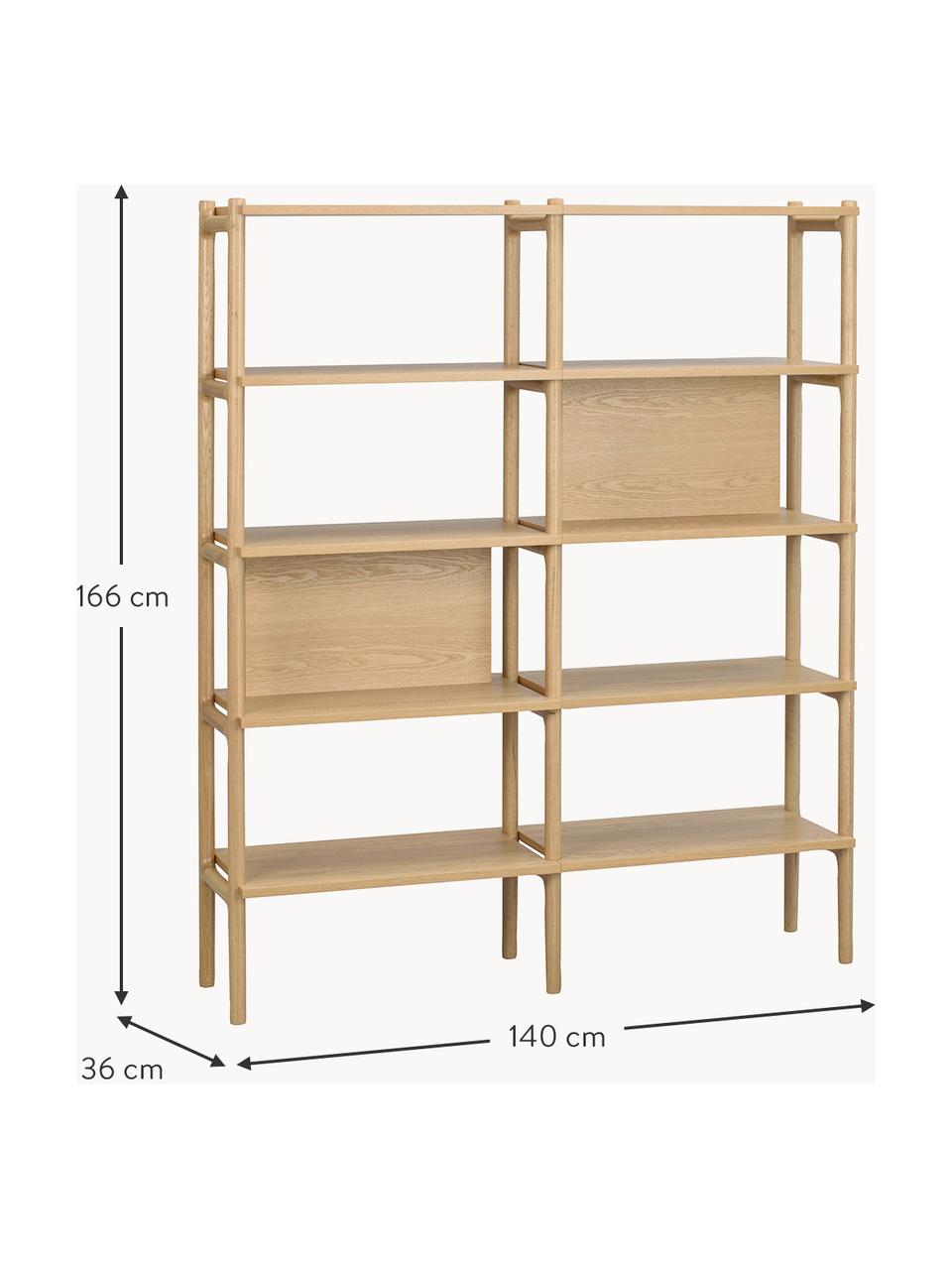 Estantería de madera de roble Holton, Estructura: madera de roble maciza, Madera de roble, An 140 x Al 166 cm