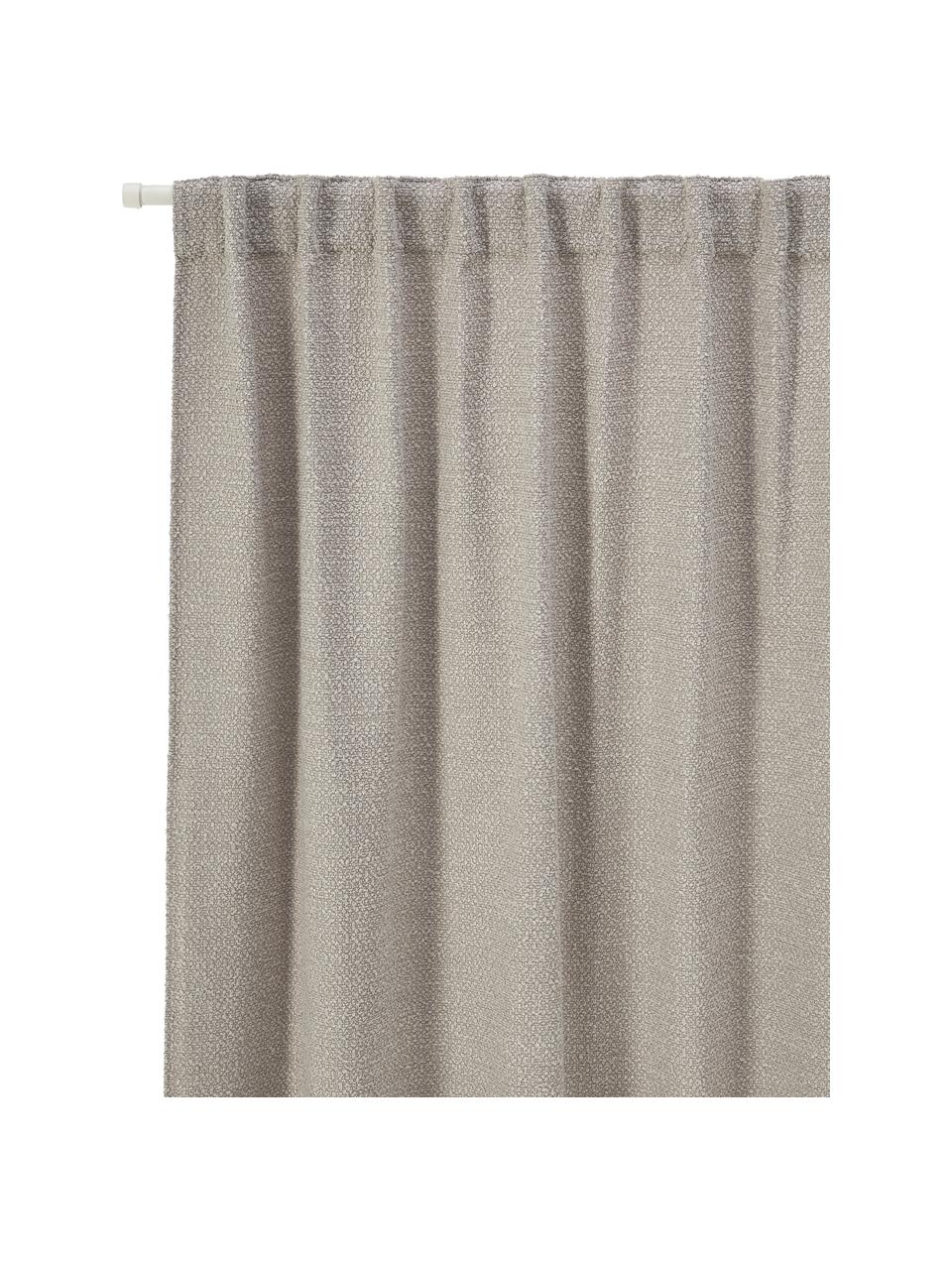 Blickdichte Bouclé-Vorhänge Bellamie mit Tunnelsaum, 2 Stück, Bouclé (85 % Polyester, 15 % Acryl), Greige, B 135 x L 260 cm