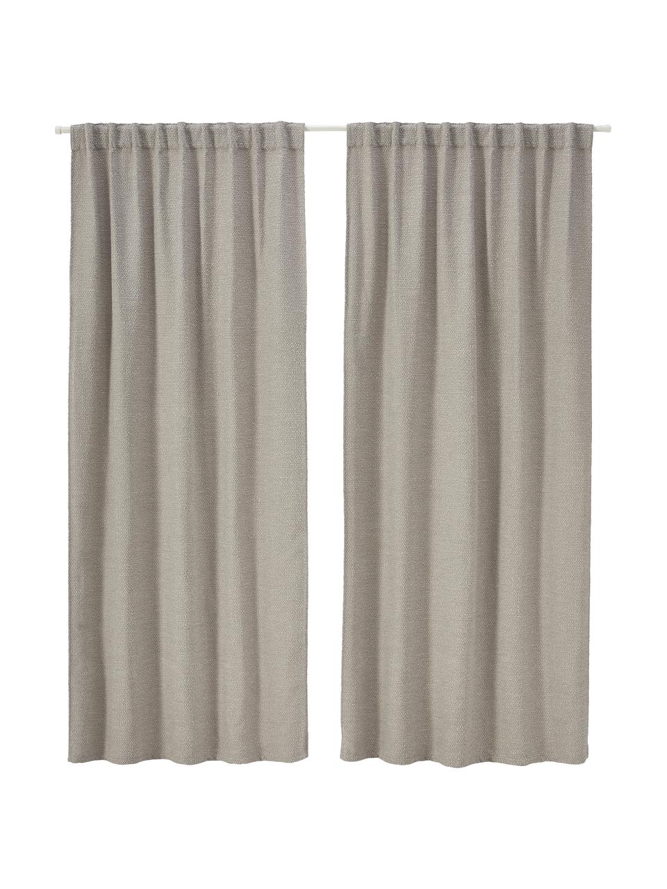 Tende opache in bouclé con orlo a tunnel Bellamie 2 pz, Bouclé (85 % poliestere, 15 % acrilico), Greige, Larg. 135 x Lung. 260 cm