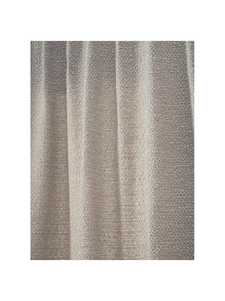 Rideaux opaques en tissu bouclé avec ruflette Bellamie, 2 pièces, Tissu bouclé (85 % polyester, 15 % acrylique), Grège, larg. 135 x long. 260 cm