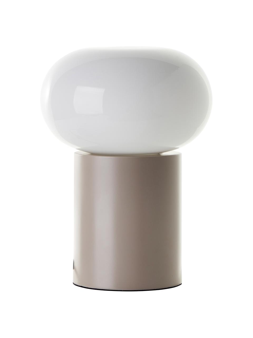 Malá stolová lampa Deany, Hnedosivá, biela, Ø 20 x V 27 cm