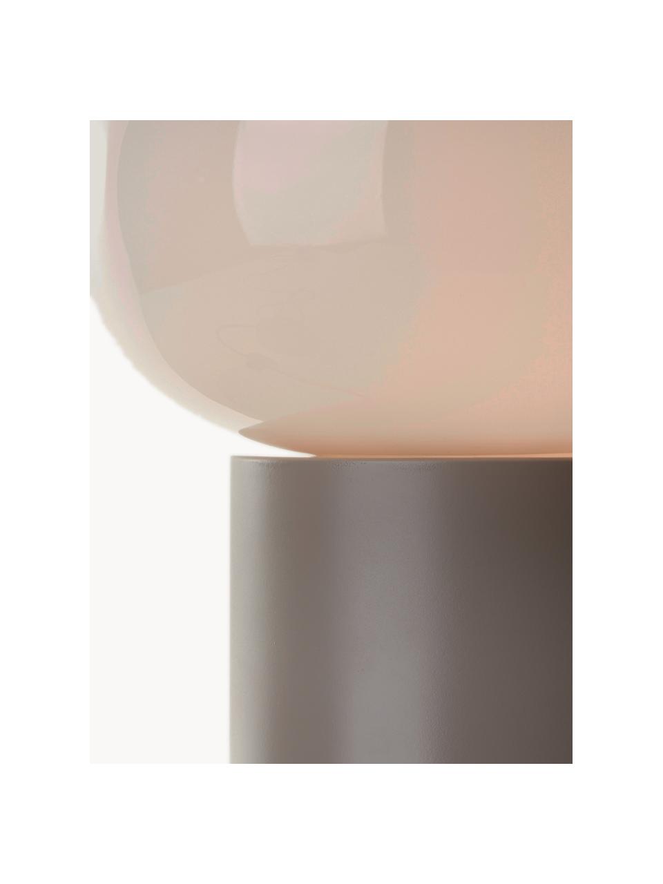 Kleine Tischlampe Deany, Lampenschirm: Glas, Greige, Weiss, Ø 20 x H 27 cm