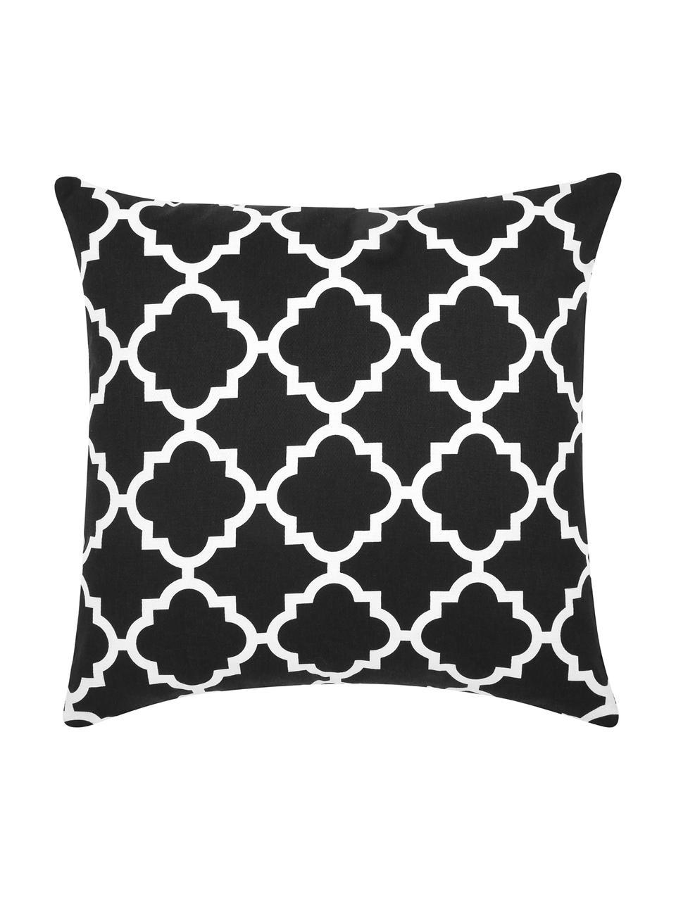 Housse de coussin 45x45 noir Lana, 100 % coton, Noir, blanc, larg. 45 x long. 45 cm