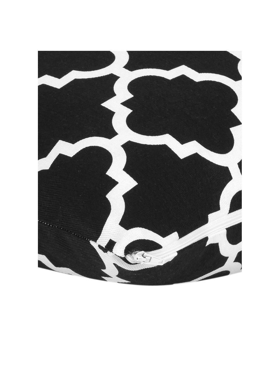 Federa arredo nera con motivo grafico Lana, 100% cotone, Nero, bianco, Larg. 45 x Lung. 45 cm