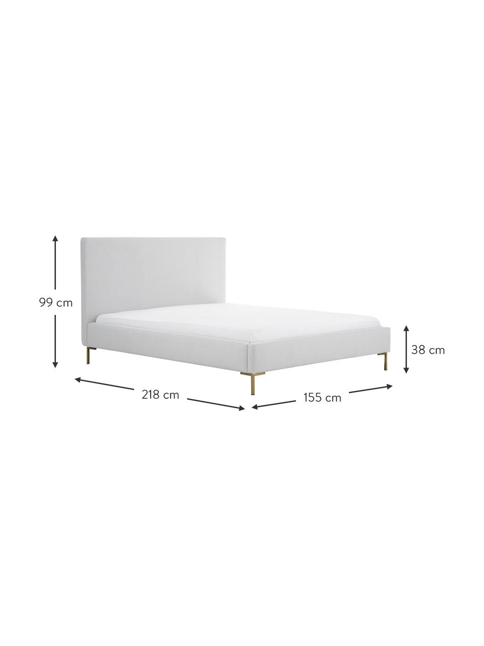 Polsterbett Peace, Bezug: Polyester (Strukturstoff), Korpus: Massives Kiefernholz, FSC, Füße: Metall, pulverbeschichtet, Webstoff Hellgrau, B 140 x L 200 cm