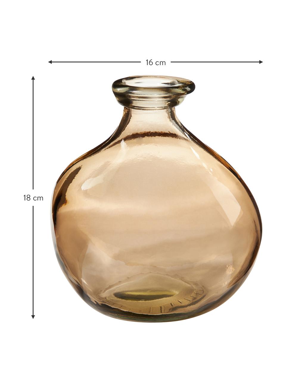 Flaschenvase Dina in Bernsteinfarben, Recyceltes Glas, GRS-zertifiziert, Bernsteinfarben, Ø 16 x H 18 cm