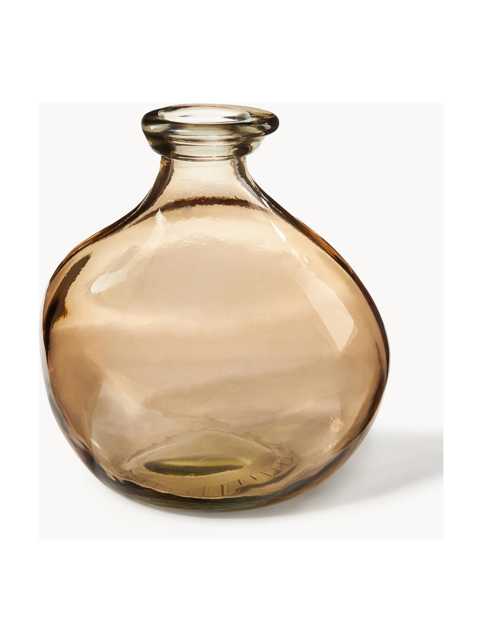 Flaschenvase Dina, Recyceltes Glas, GRS-zertifiziert, Hellbraun, Ø 16 x H 18 cm
