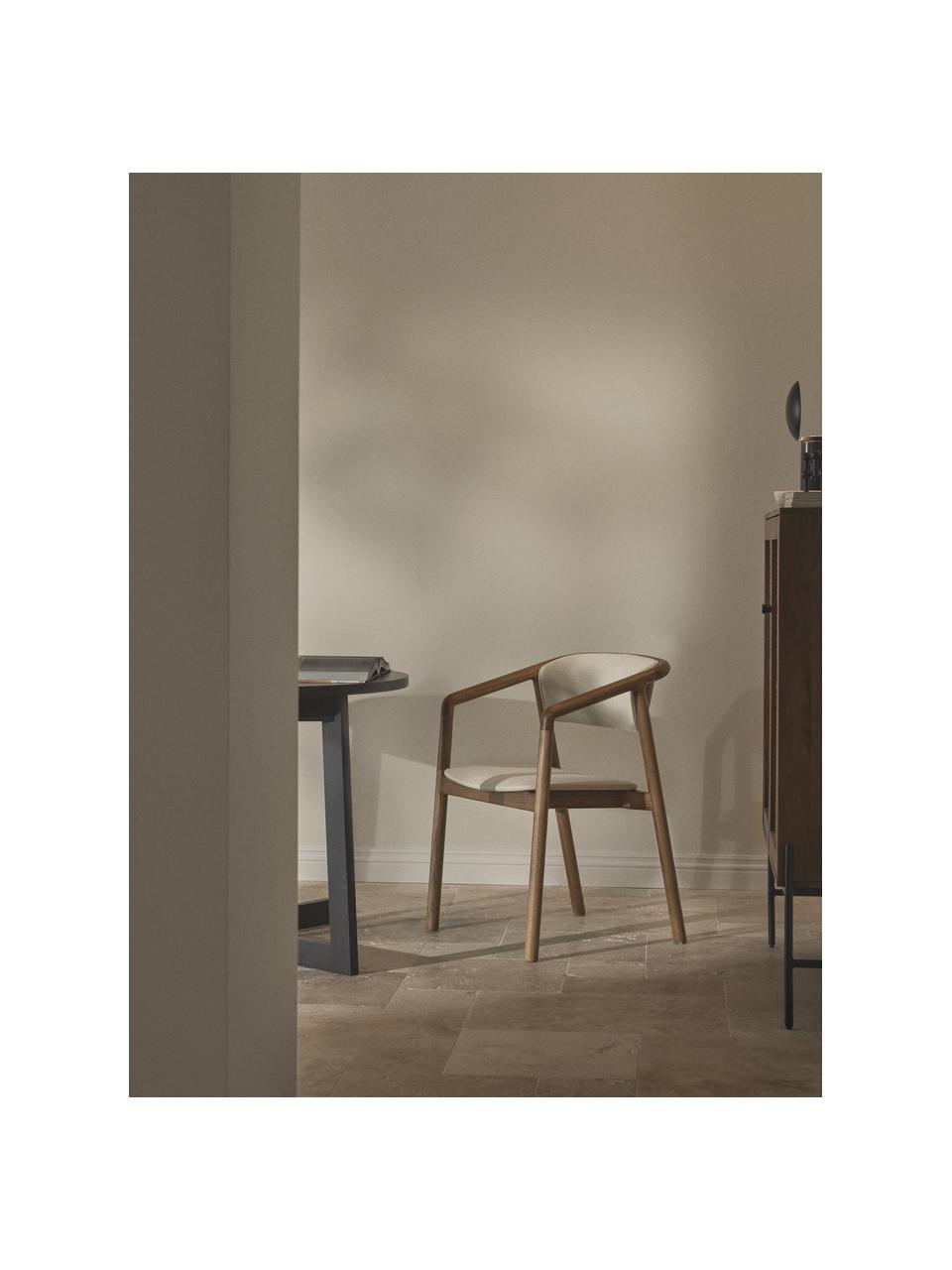 Sedia con braccioli con seduta imbottita Gali, Rivestimento: 100% poliestere Il rivest, Struttura: legno di frassino, multis, Bianco crema, legno di frassino, Larg. 56 x Prof. 55 cm