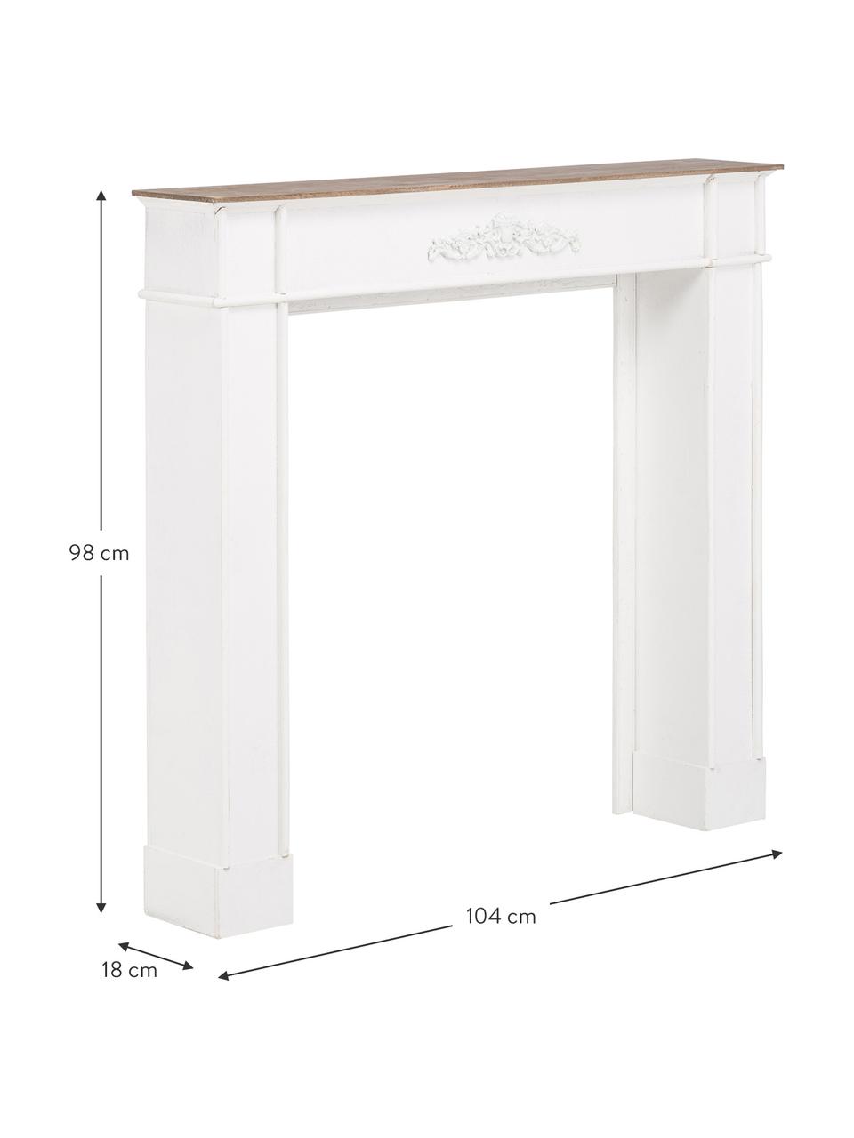 Witte schouw Fabienne, Gelakt MDF en paulowniahout, Wit, B 104 x D 18 cm