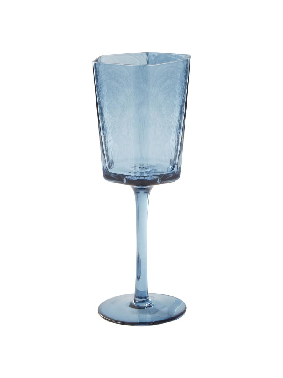 Verre à vin bleu Amory, 4 pièces, Verre, Bleu, transparent, Ø 9 x haut. 22 cm, 350 ml