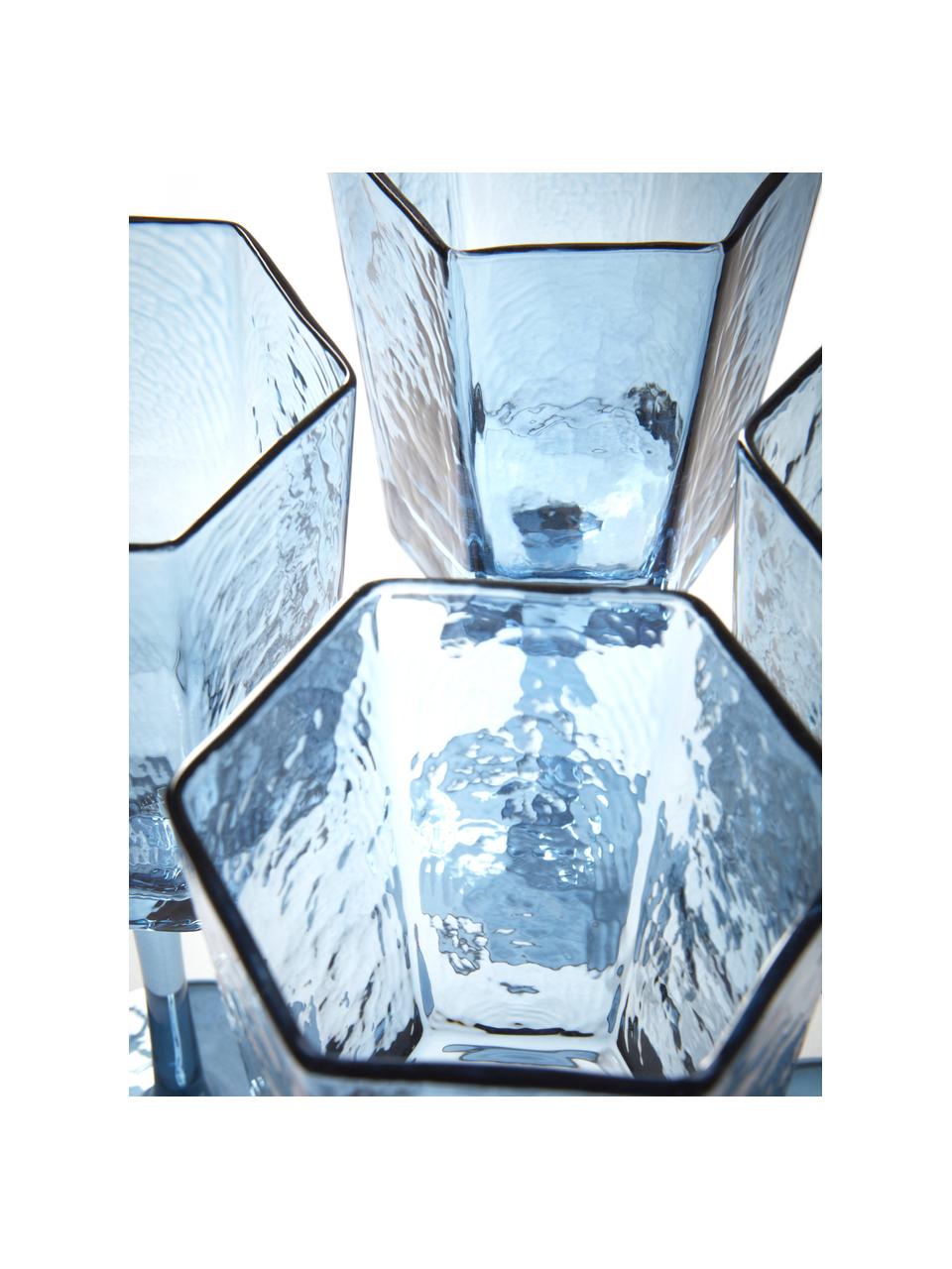 Weingläser Amory in Blau, 4 Stück, Glas, Blau, transparent, Ø 9 x H 22 cm, 350 ml