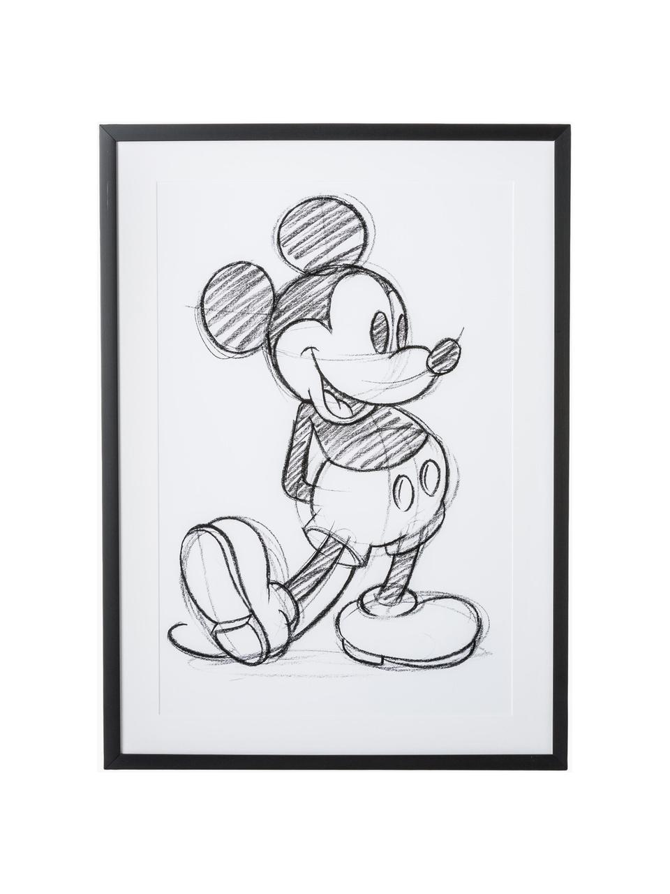 Zarámovaný digitální tisk Mickey, Bílá, černá, Š 50 cm, V 70 cm