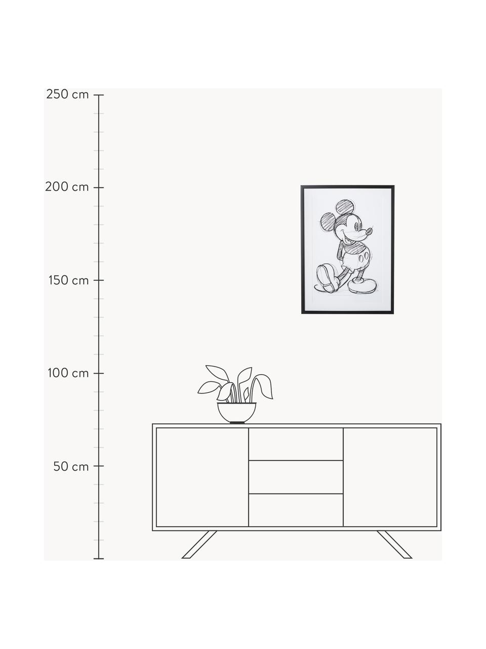 Ingelijste digitale print Mickey, Lijst: kunststof, Mickey, B 50 x H 70 cm