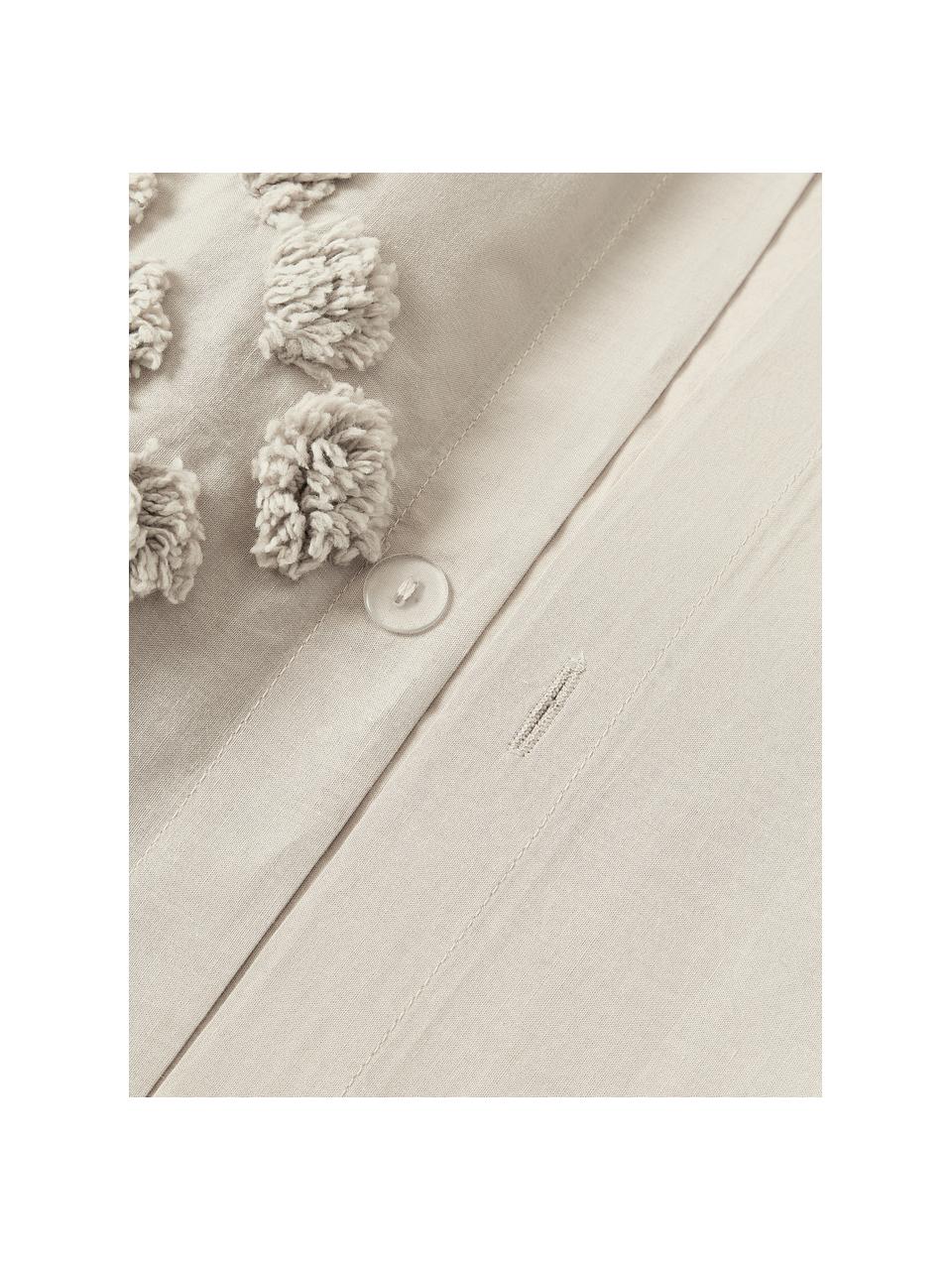 Baumwollperkal-Bettwäsche Fia in Beige mit getufteter Verzierung, Webart: Perkal Fadendichte 180 TC, Beige, 200 x 200 cm + 2 Kissen 80 x 80 cm