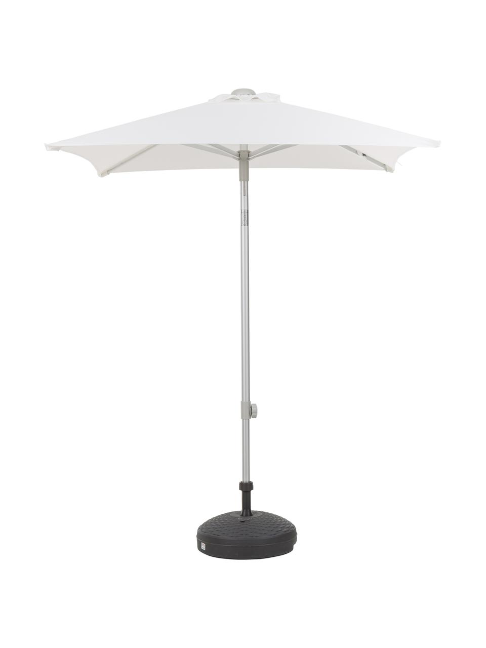 In hoogte verstelbare parasol Elba, knikbaar, Frame en spaken: aluminiumkleurig. Bespanning:  wit, 200 x 250 cm