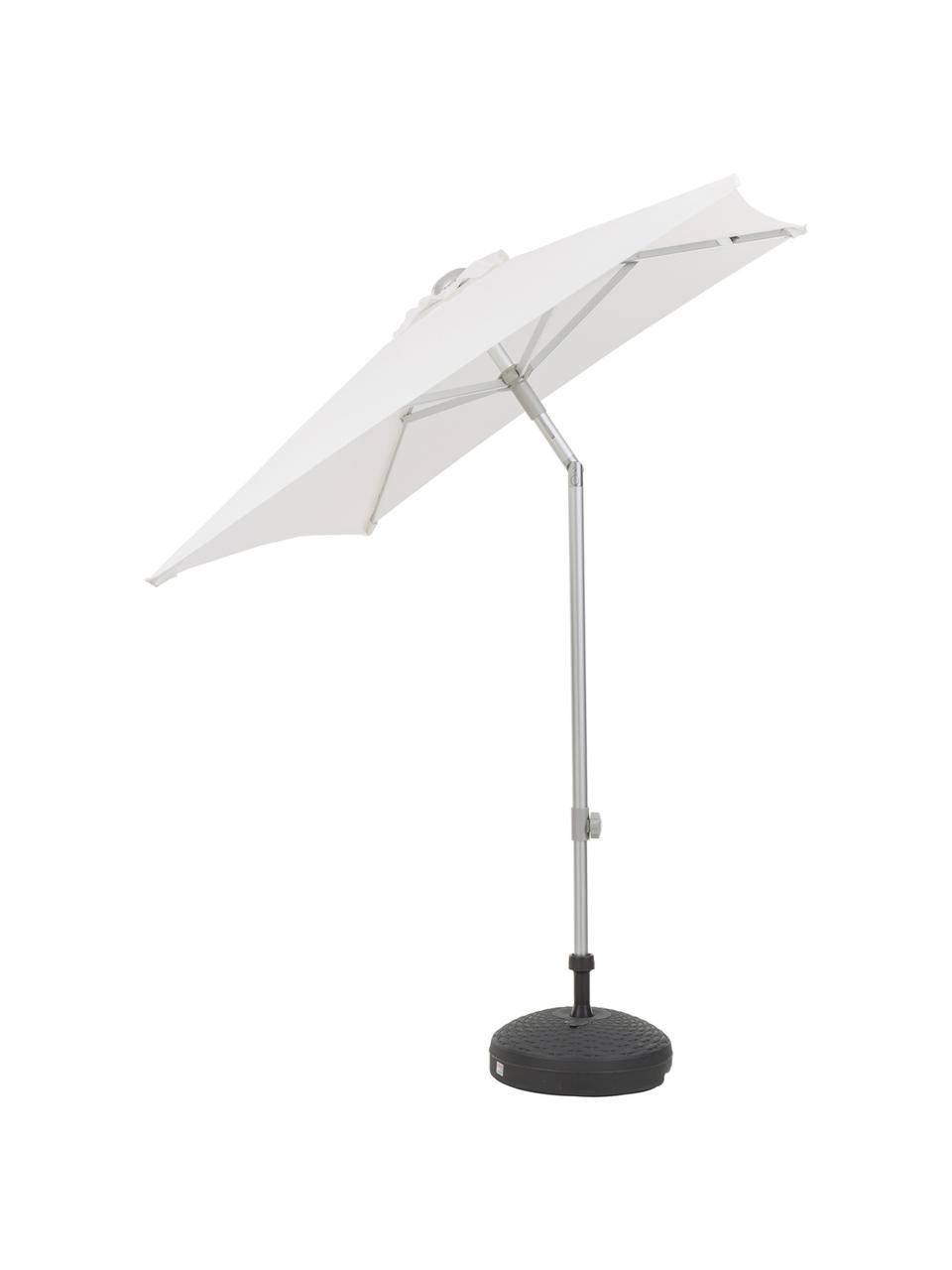 In hoogte verstelbare parasol Elba, knikbaar, Frame en spaken: aluminiumkleurig. Bespanning:  wit, 200 x 250 cm