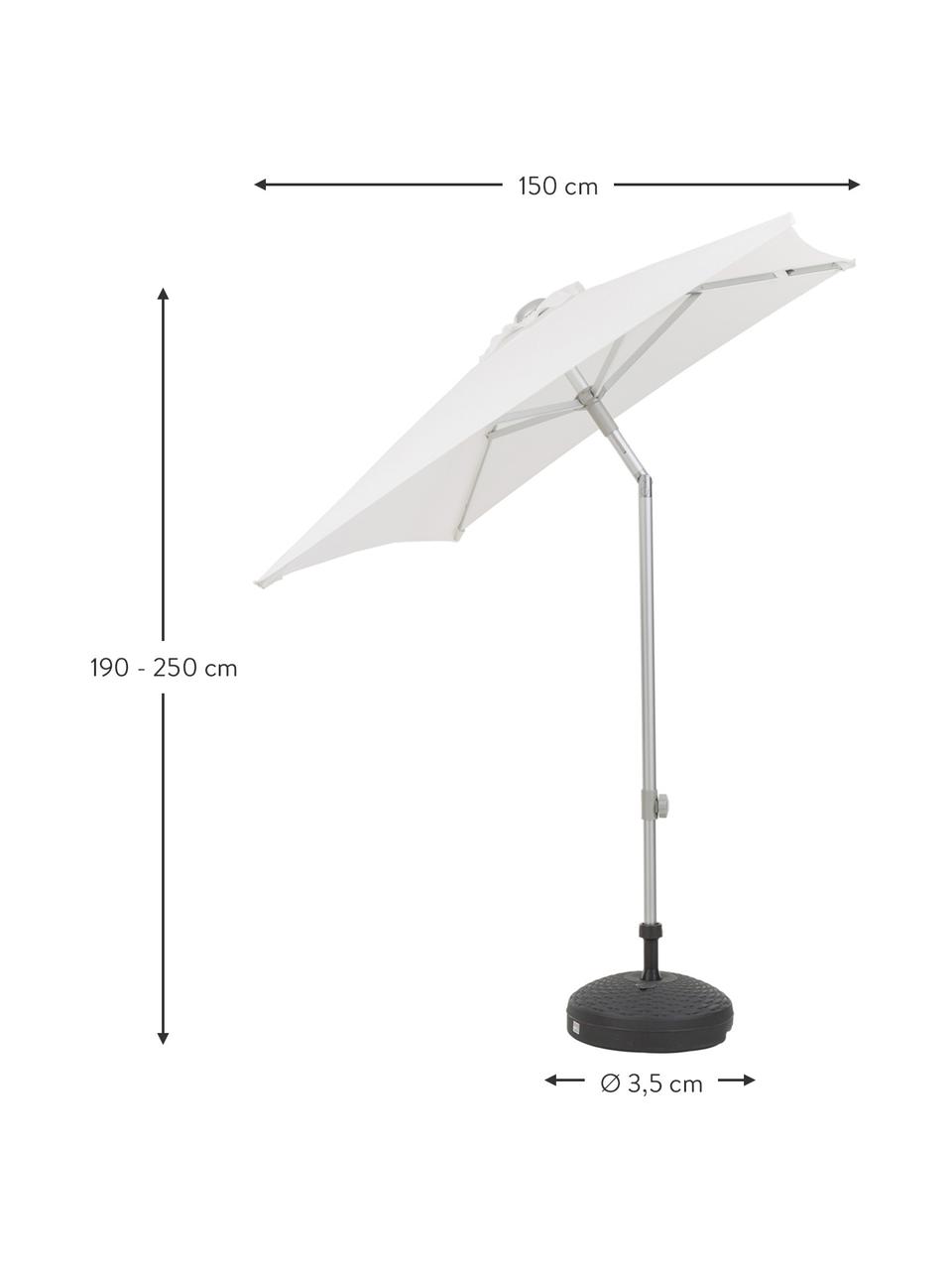 In hoogte verstelbare parasol Elba, knikbaar, Frame en spaken: aluminiumkleurig. Bespanning:  wit, 200 x 250 cm