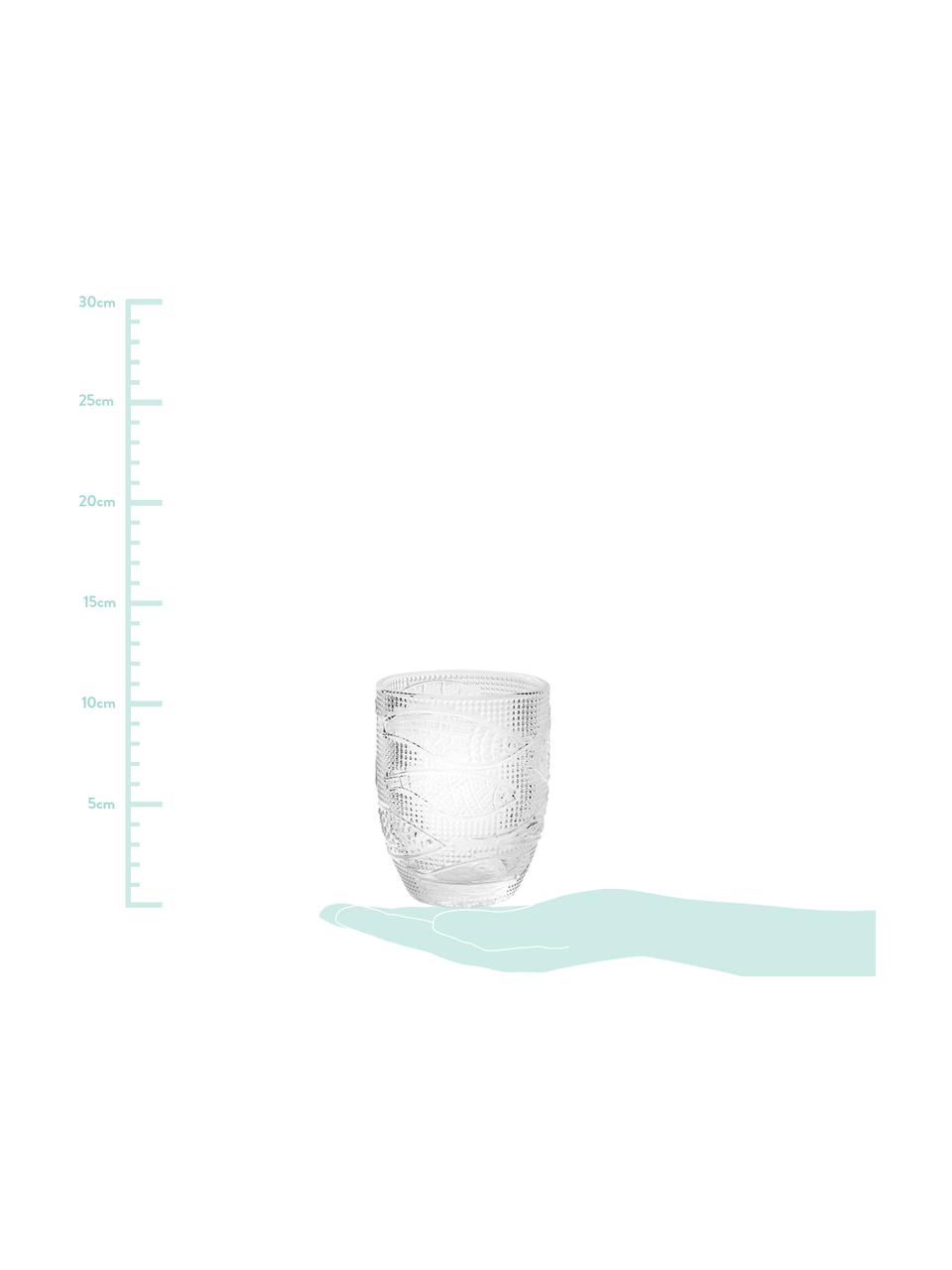 Vasos con relive Fish, 6 uds., Vidrio, Transparente, Ø 9 x Al 10 cm