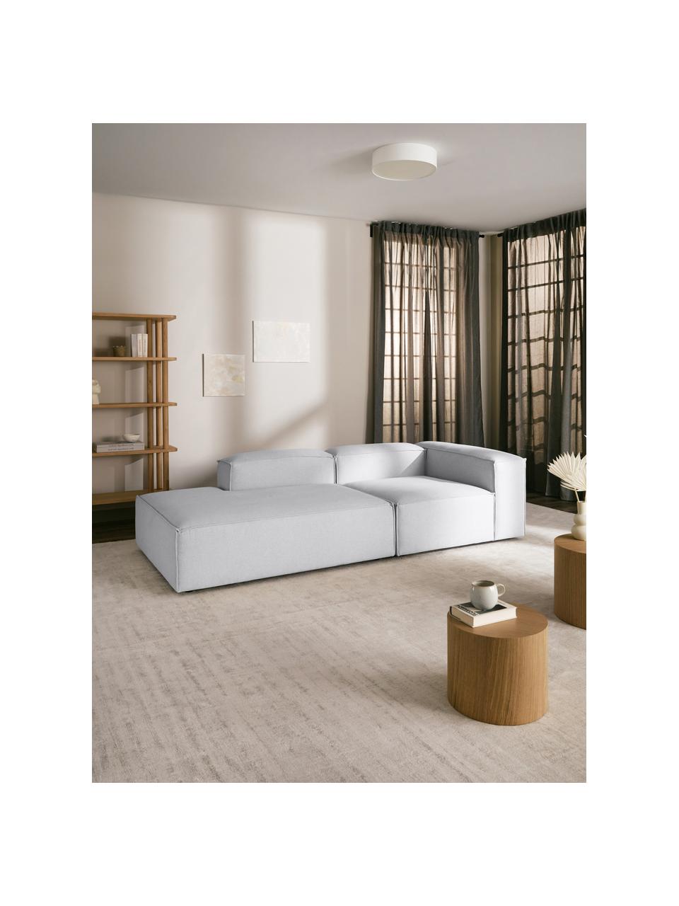 Modulo-Chaise longue Lennon, Rivestimento: 100% poliestere Con 115.0, Struttura: legno di pino massiccio, , Piedini: plastica, Tessuto grigio chiaro, Larg. 150 x Alt. 68 cm, schienale a destra