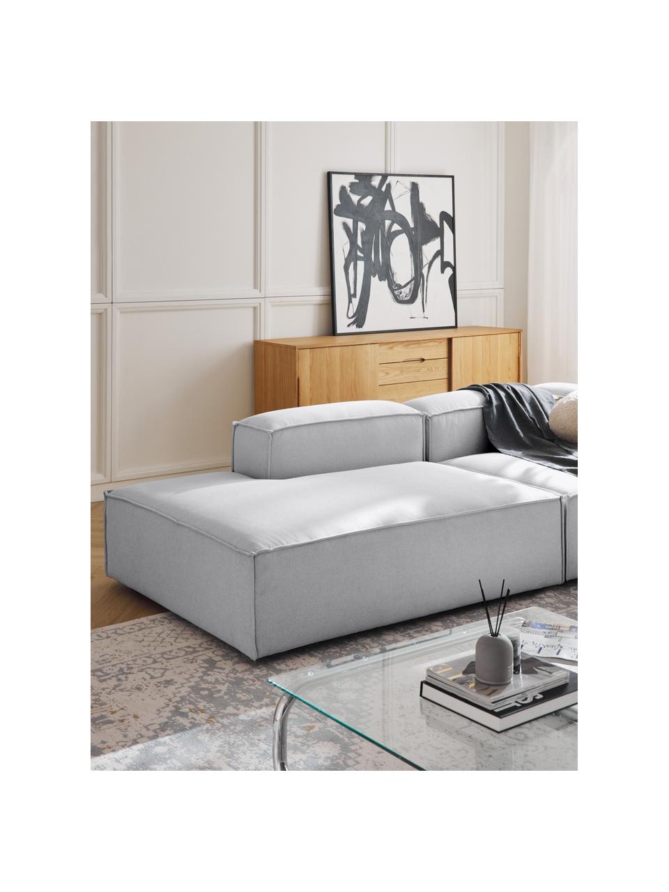 Chaise longue module Lennon, Bekleding: 100% polyester De slijtva, Frame: massief grenenhout, FSC-g, Poten: kunststof, Geweven stof grijs, B 150 x D 123 cm, rugleuning rechts