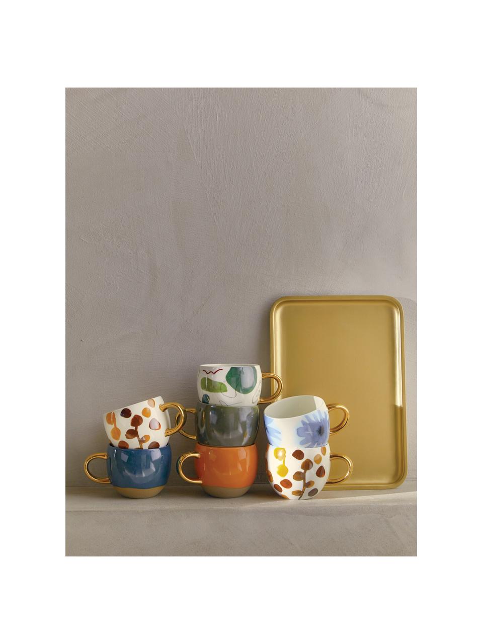 Taza de café Good Morning, Gres, Blanco, azul, dorado, Ø 11 x Al 9 cm, 500 ml