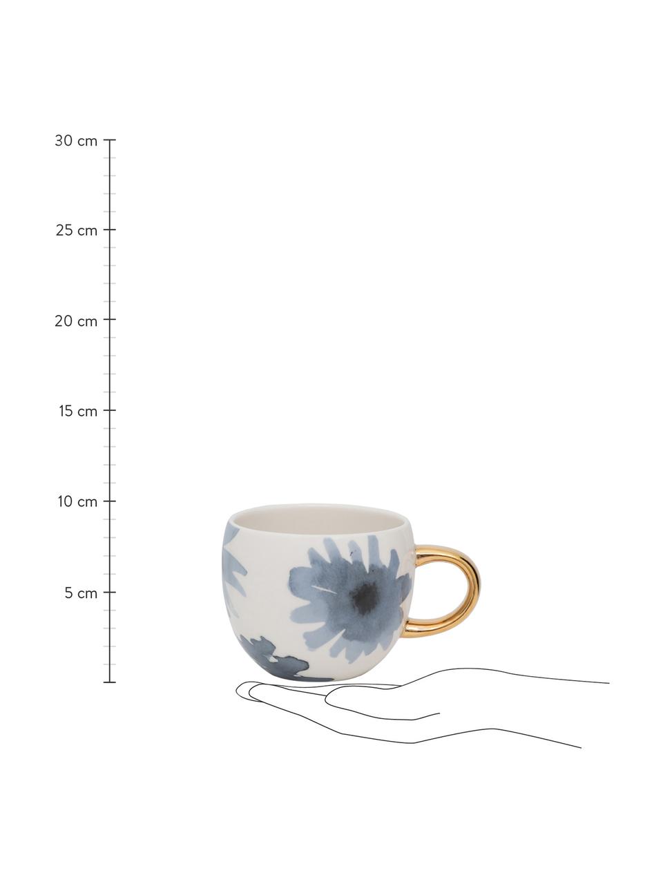 Taza de café Good Morning, Gres, Blanco, azul, dorado, Ø 11 x Al 9 cm, 500 ml