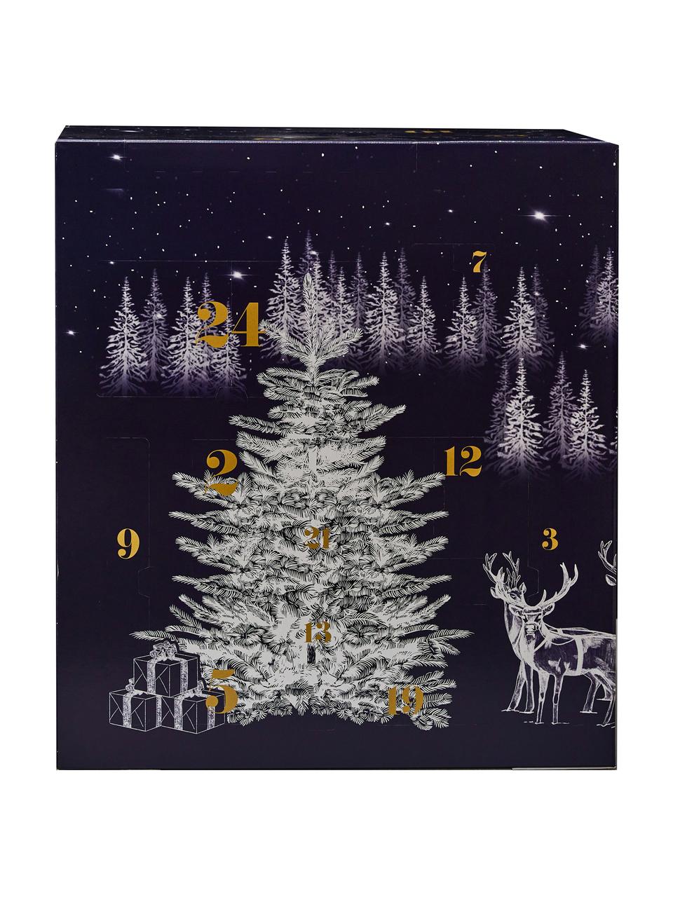 Westwing Adventskalender, Doos: papier, Donkerblauw, wit, goudkleurig, B 60 x H 54 cm