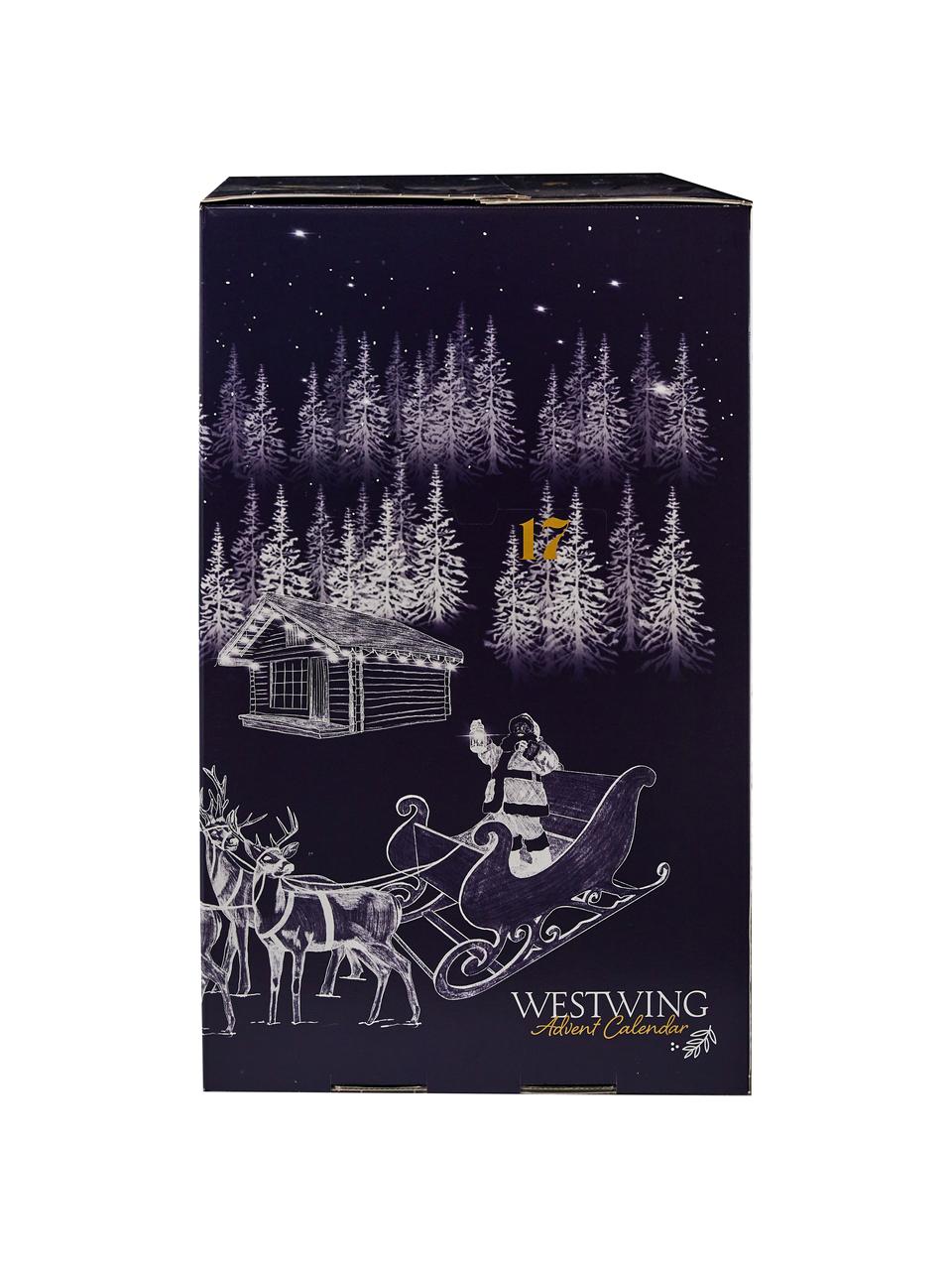 Calendario dell'Avvento Westwing, Scatola: carta, Blu scuro, bianco, dorato, Larg. 60 x Alt. 54 cm