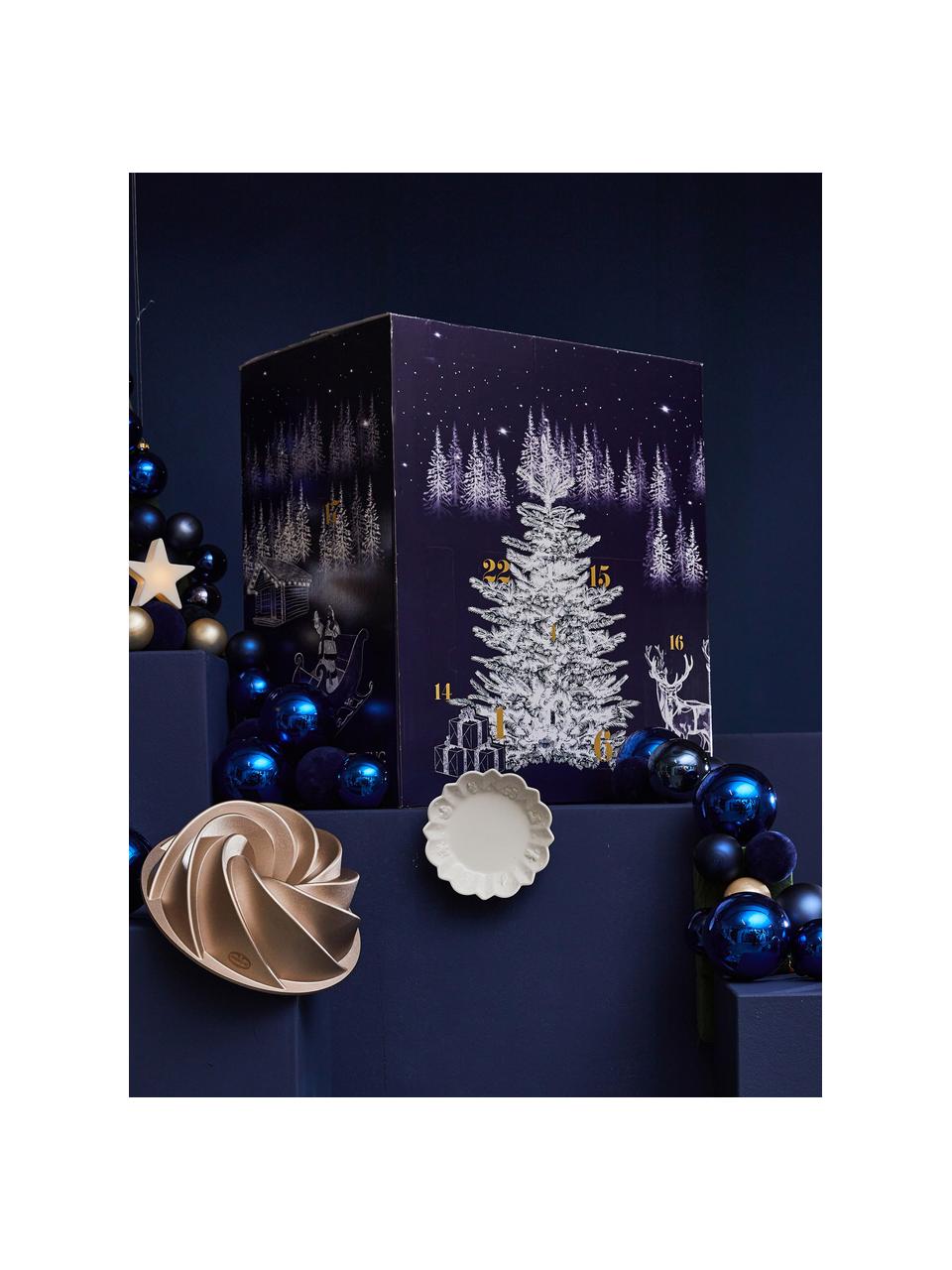 Westwing Adventskalender, Doos: papier, Donkerblauw, wit, goudkleurig, B 60 x H 54 cm