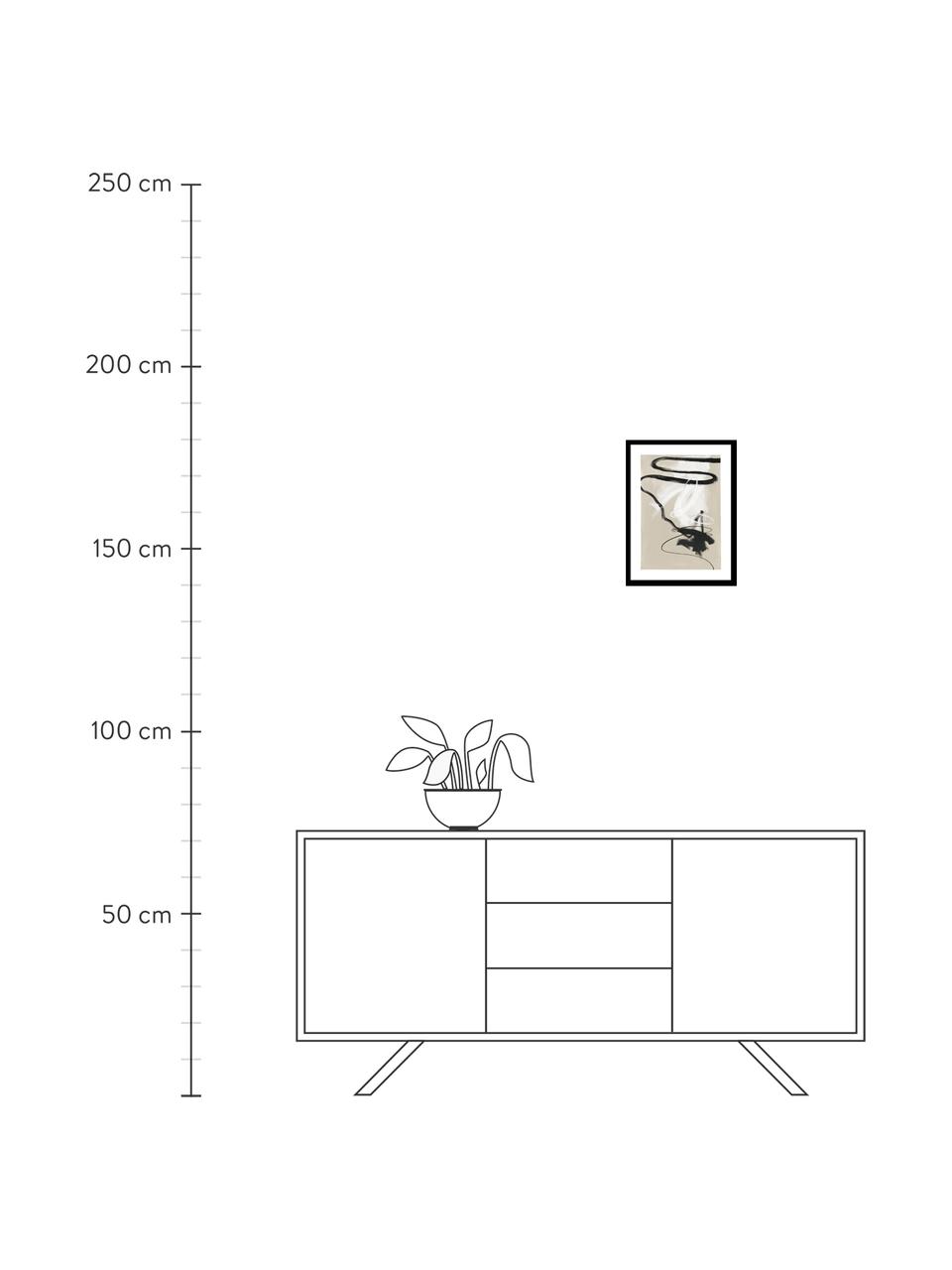 Zarámovaný digitální tisk Less but better, Bílá, černá, světle béžová, Š 30 cm, V 40 cm